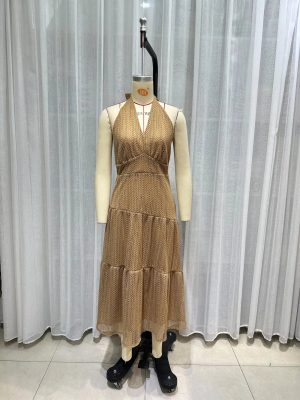 Spring Floral Chiffon Halter Cut-Out Dress
