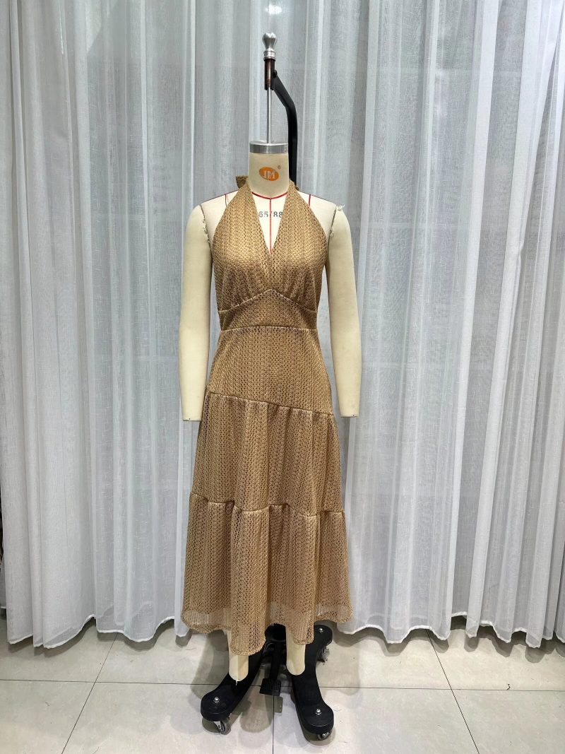 Spring Floral Chiffon Halter Cut-Out Dress