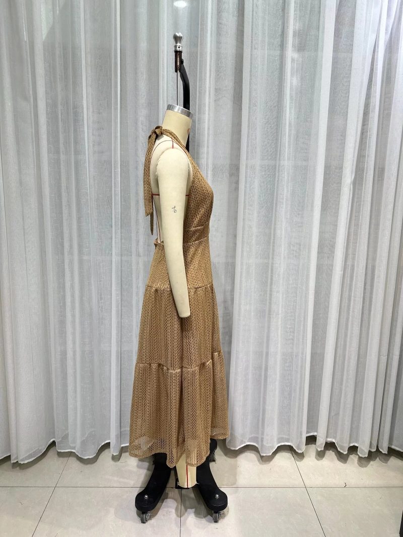 Spring Floral Chiffon Halter Cut-Out Dress - Image 2
