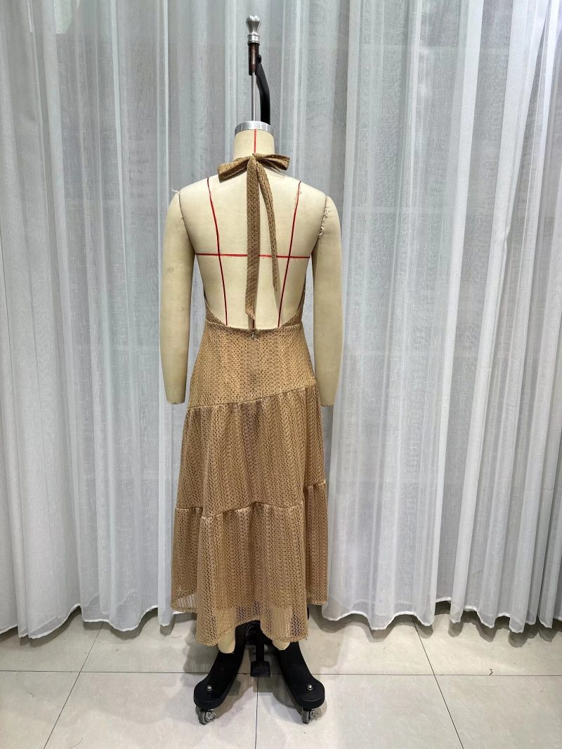 Spring Floral Chiffon Halter Cut-Out Dress - Image 3