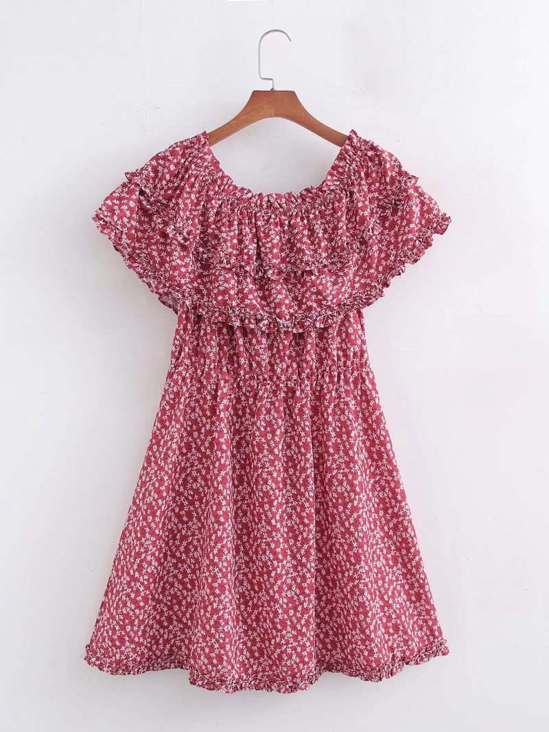 Ruffled Printed Beach Dress for Summer Vacations - Image 2