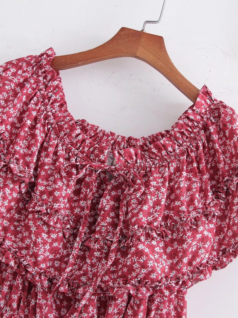 Ruffled Printed Beach Dress for Summer Vacations - Image 3