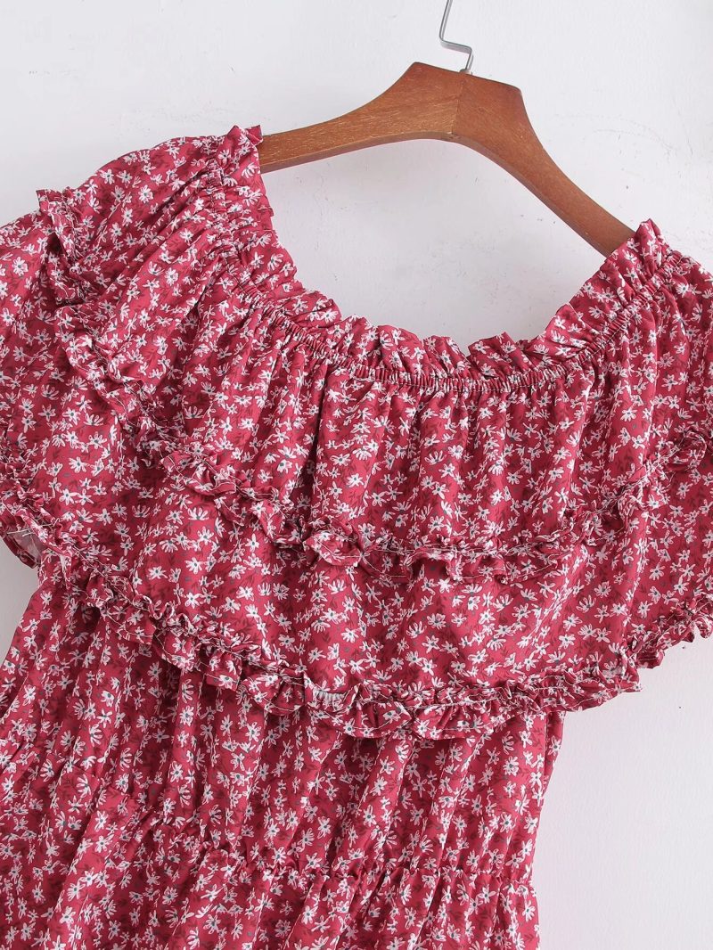 Ruffled Printed Beach Dress for Summer Vacations - Image 4
