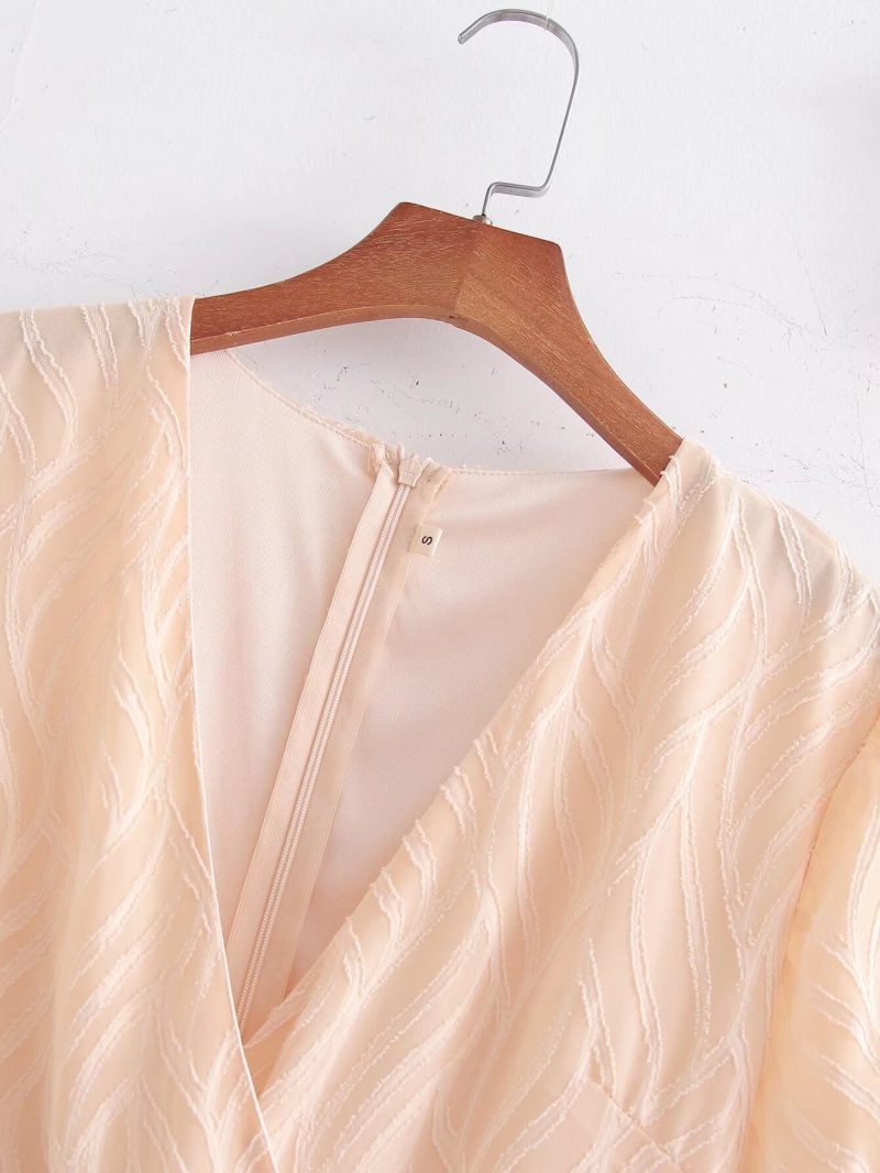 Elegant V-Neck Lace-Up Spring Short Dress - Image 3