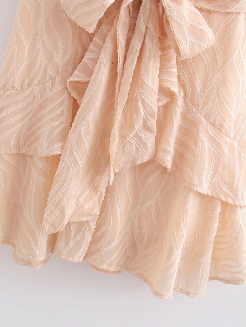 Elegant V-Neck Lace-Up Spring Short Dress - Image 4
