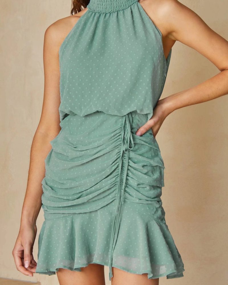 Spring Long Sleeve Chiffon Textured Dress