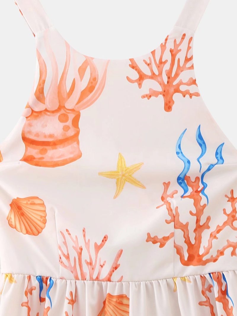 French Printed Backless Sling Waist Summer Dress - Image 2