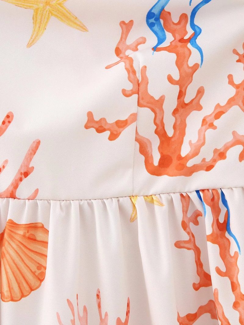 French Printed Backless Sling Waist Summer Dress - Image 3