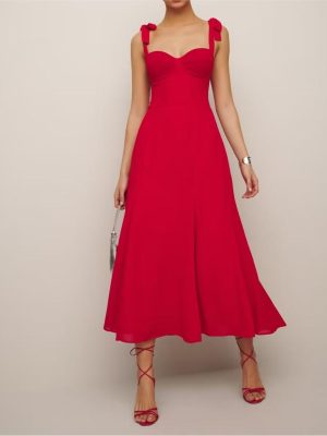 French Backless Lace-Up Bow Suspender Dress