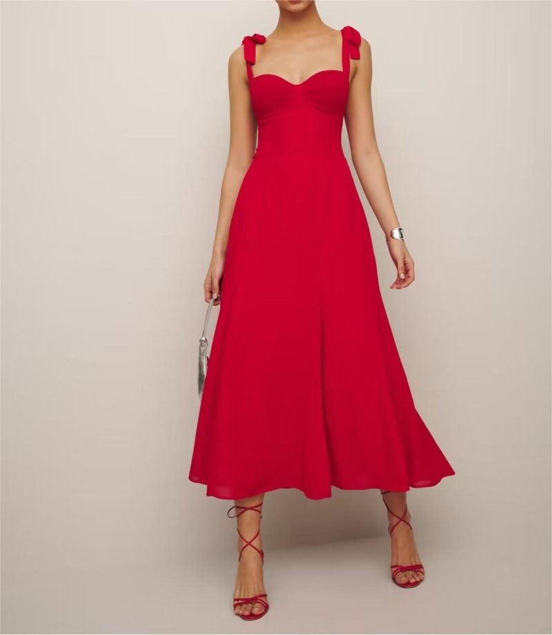 French Backless Lace-Up Bow Suspender Dress