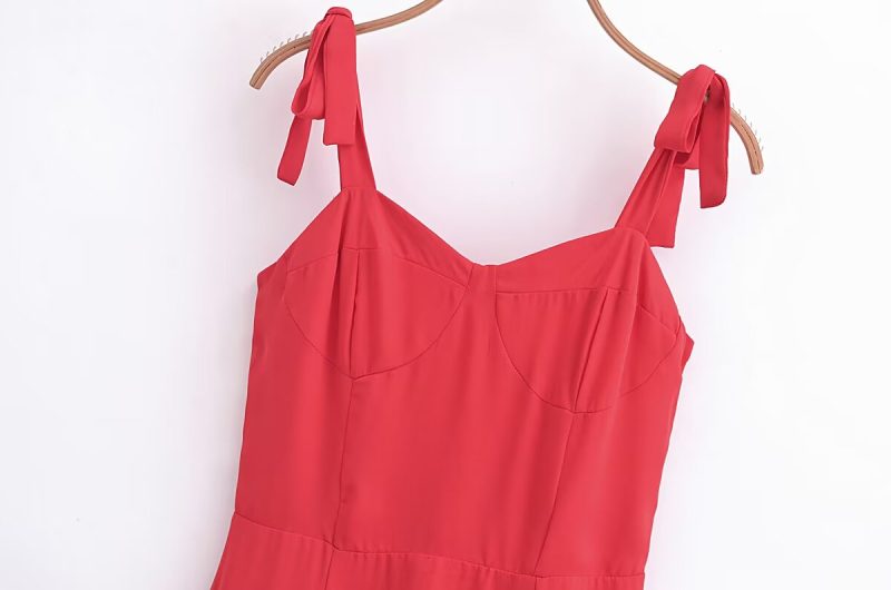 French Backless Lace-Up Bow Suspender Dress - Image 2