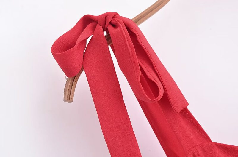 French Backless Lace-Up Bow Suspender Dress - Image 3