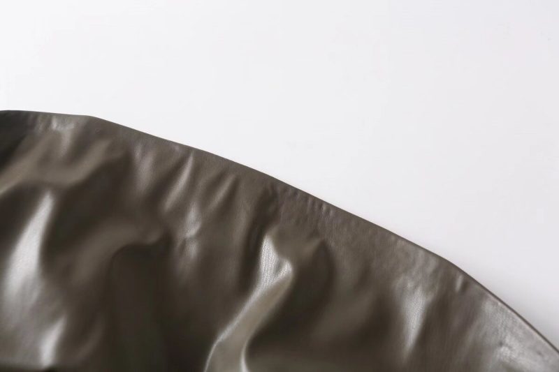 French Pleated Faux Leather Bandeau Slim Dress - Image 3