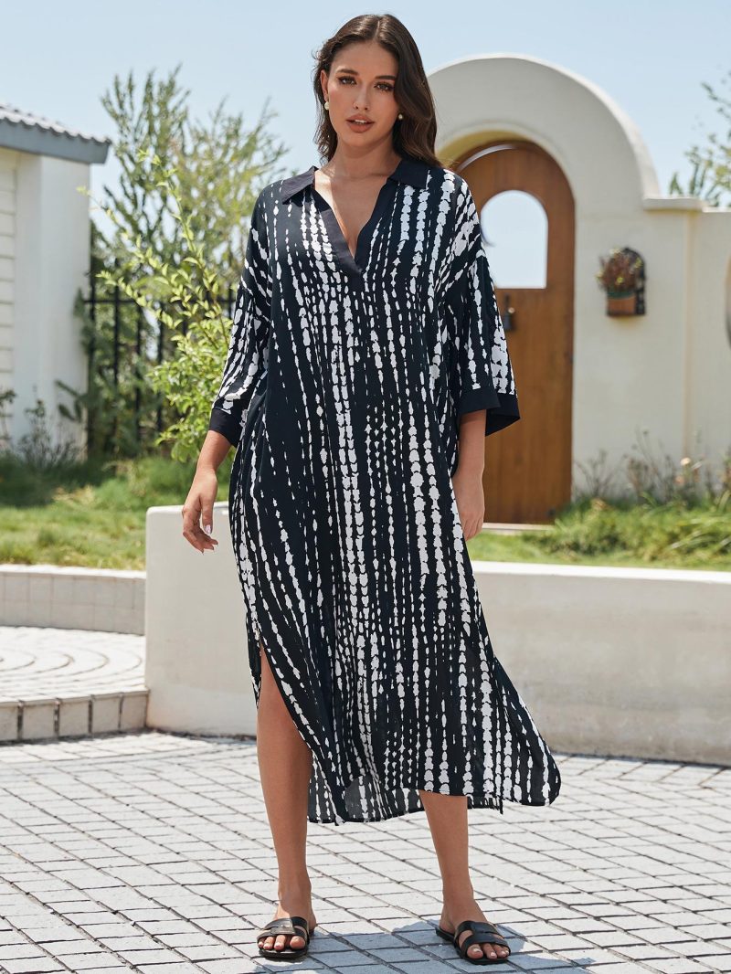 Rayon Tie-Dye Beach Cover-Up Robe Blouse - Image 3