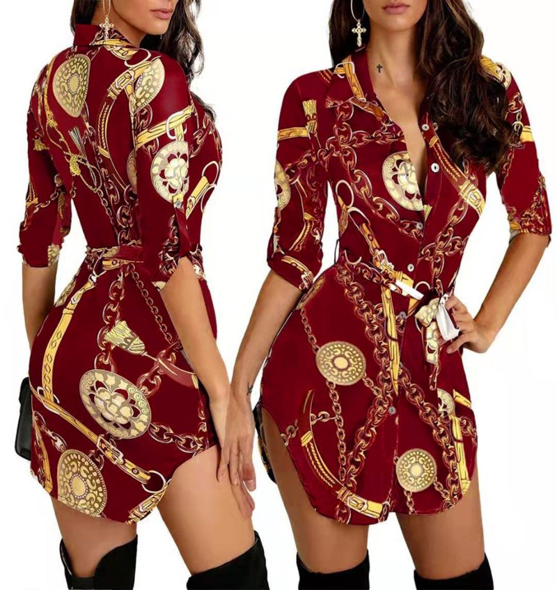 Autumn Winter Butterfly Print Necklace Dress - Image 3