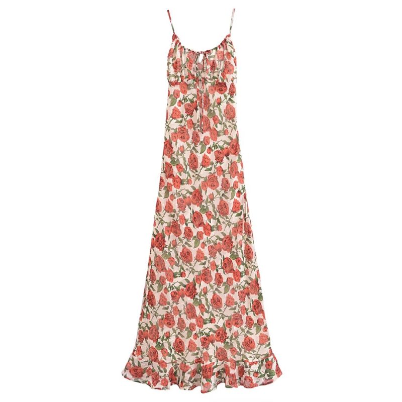 Rose Jacquard Fishtail Slim Cami Dress Women - Image 2