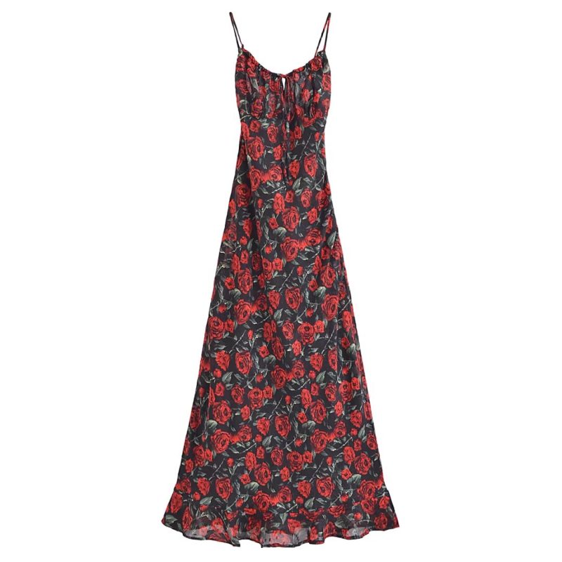 Rose Jacquard Fishtail Slim Cami Dress Women - Image 3