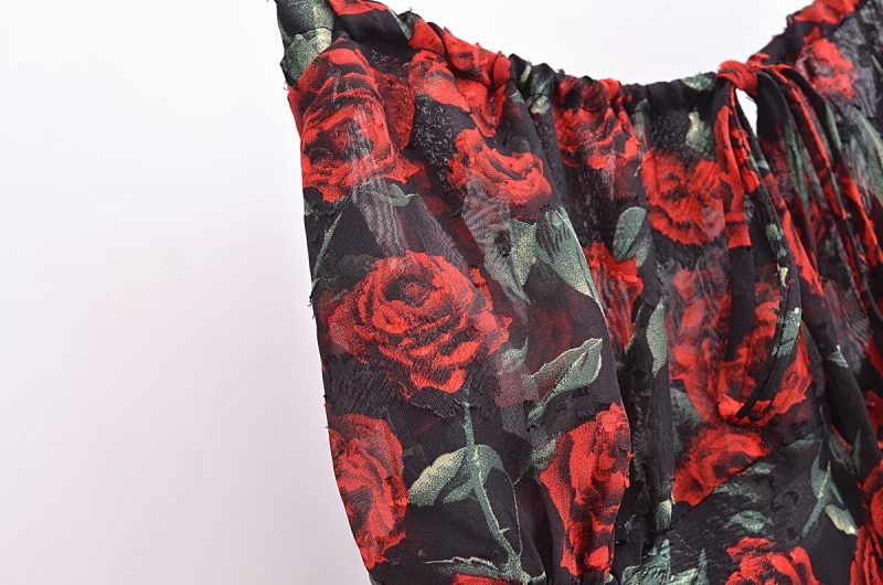 Rose Jacquard Fishtail Slim Cami Dress Women - Image 4