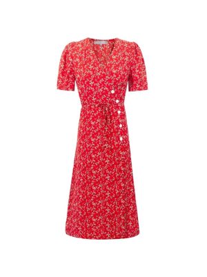 Spring Casual Floral Waist Tie Short Dress