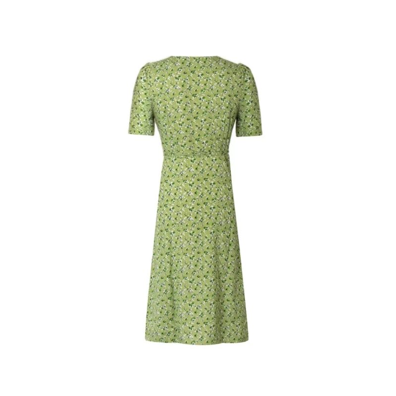 French V-Neck Floral Wrap Tea Dress - Image 2