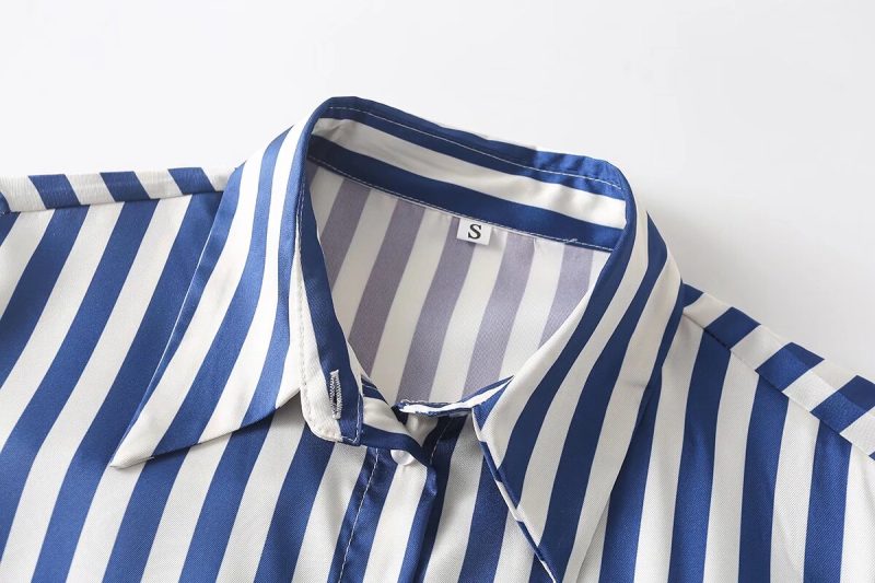 Long Striped Slim Shirt Dress for Spring - Image 3