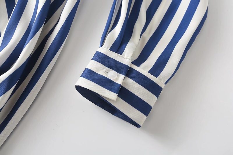 Long Striped Slim Shirt Dress for Spring - Image 4