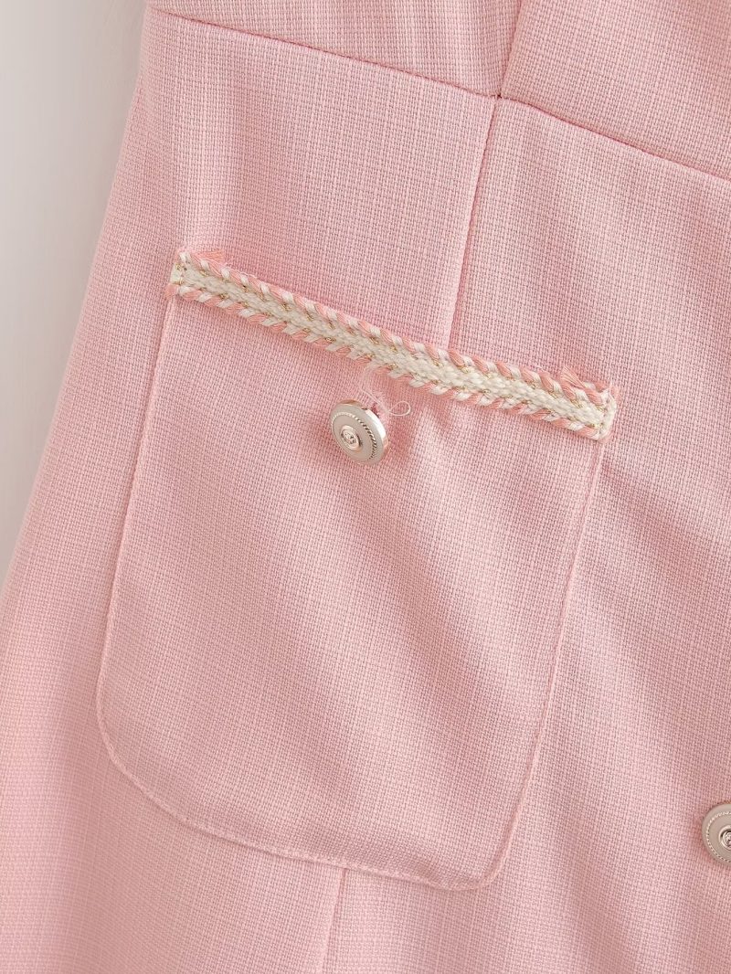 French Classic Square Neck Button Midi Dress - Image 4