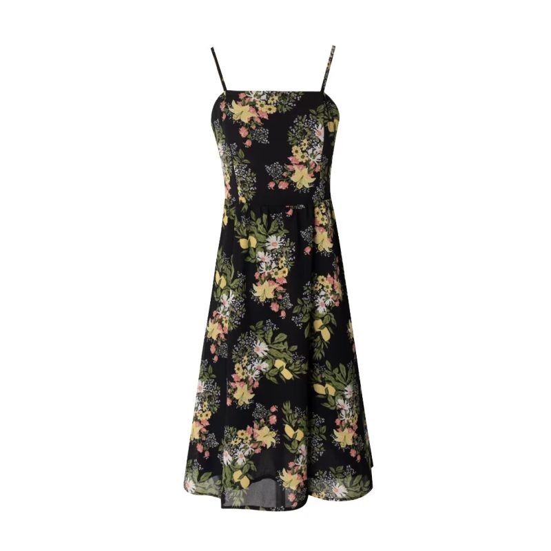 Retro Floral Print Loose Camisole Dress