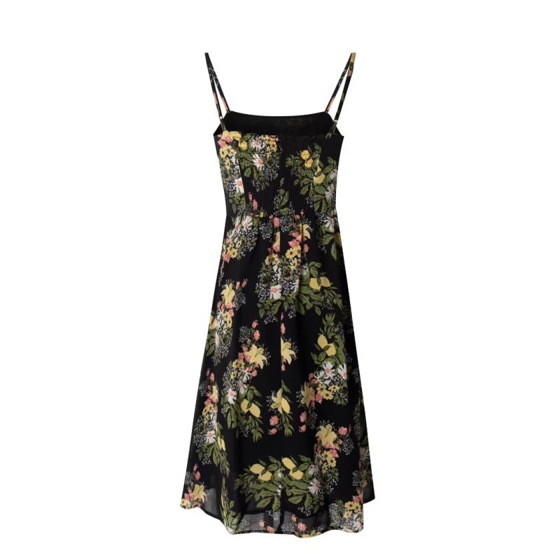 Retro Floral Print Loose Camisole Dress - Image 2