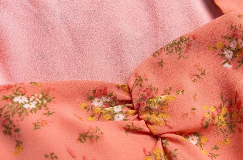 French Floral Puff Sleeve Pleated Midi Dress - Image 4