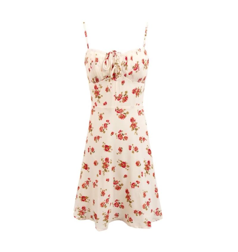 French Vintage Floral Slim Strap Spring Dress
