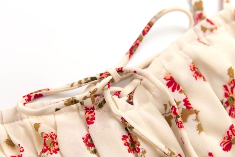 French Vintage Floral Slim Strap Spring Dress - Image 3