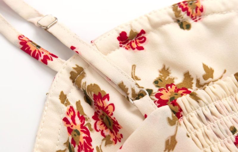 French Vintage Floral Slim Strap Spring Dress - Image 4