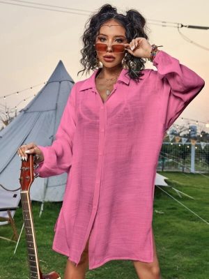 Women’s Cotton Beach Shirt Cover-Up Cardigan