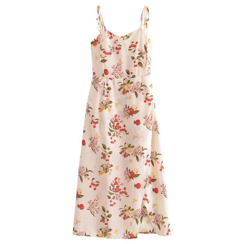 Vintage Floral Sexy Slit Summer Dress