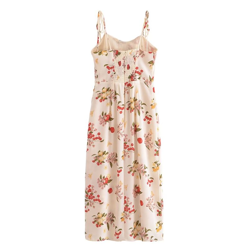 Vintage Floral Sexy Slit Summer Dress - Image 2