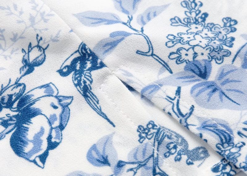 French Vintage Porcelain Print Square Neck Dress - Image 4