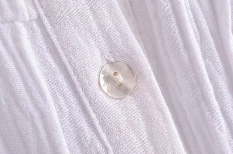Women’s Spring Loose White Pleated Shirt Dress - Image 3