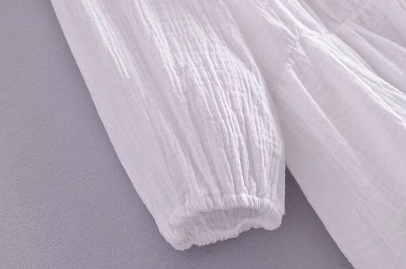 Women’s Spring Loose White Pleated Shirt Dress - Image 4