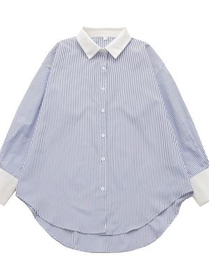 Striped Contrast Color Bandage Shirt Dress Women