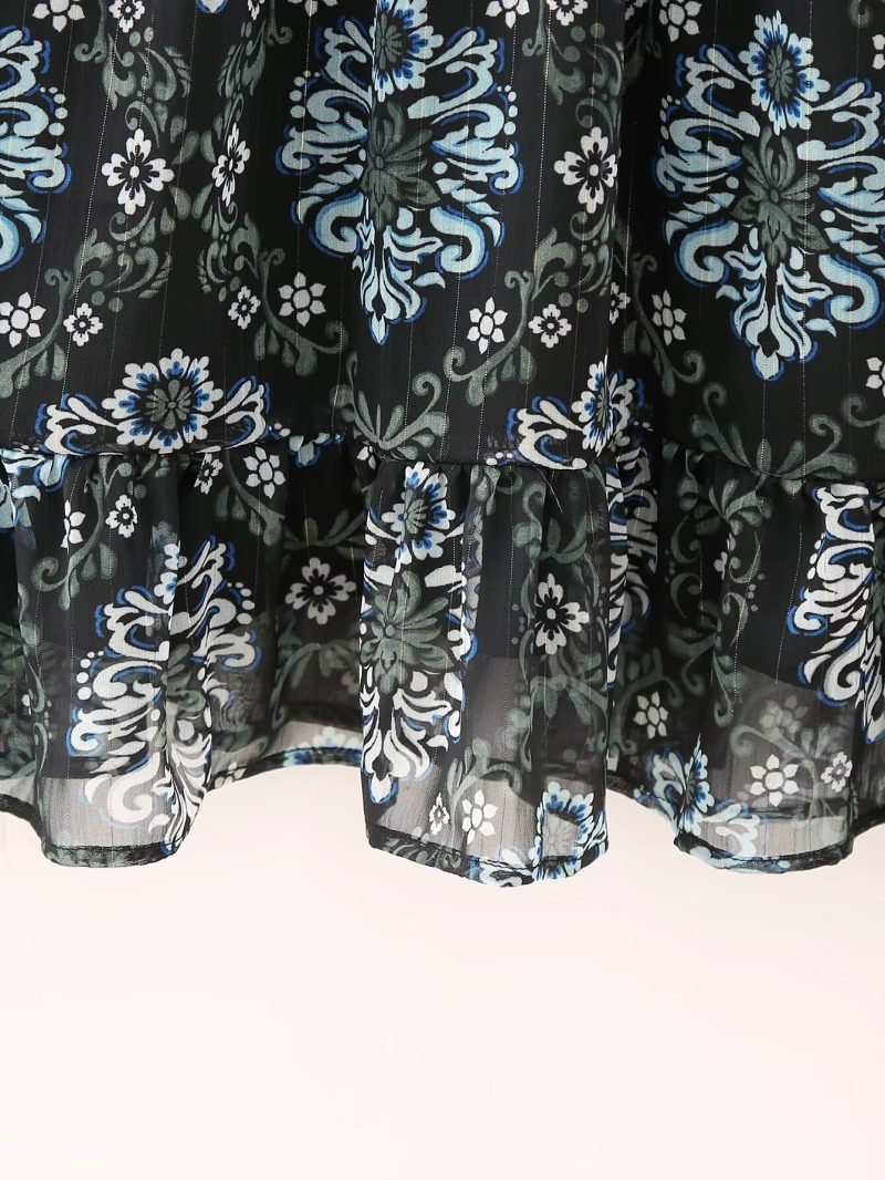 Elegant Winter Printed Mesh Organza Vest Dress - Image 4