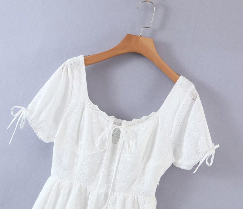 Women’s Summer Lace Ruffle Square Neck Dress - Image 3