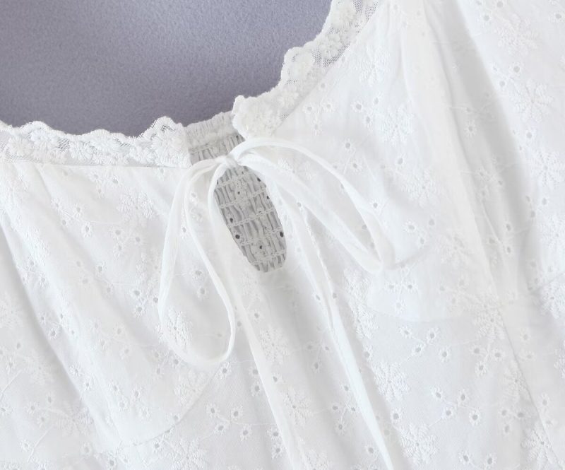 Women’s Summer Lace Ruffle Square Neck Dress - Image 4