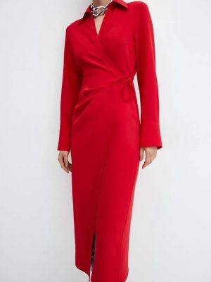 Chic Spring Red Tie Waist Maxi Dress