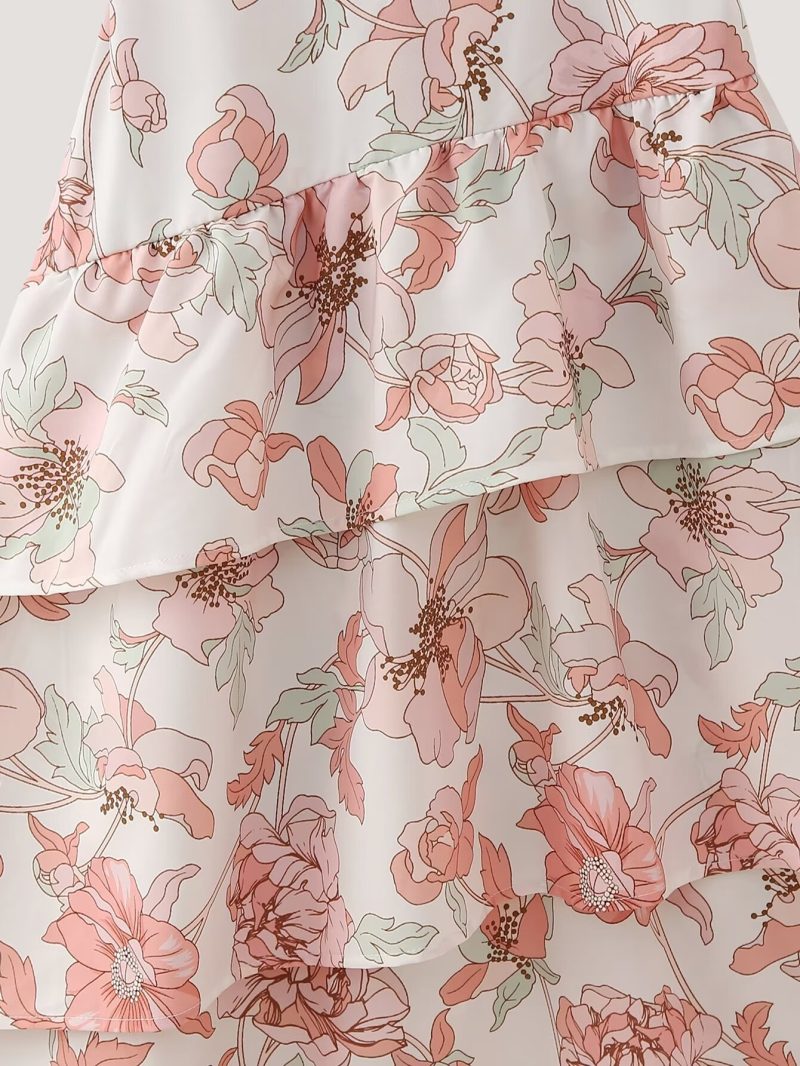 Printed Asymmetric Tiered Dress for Summer Women - Image 3