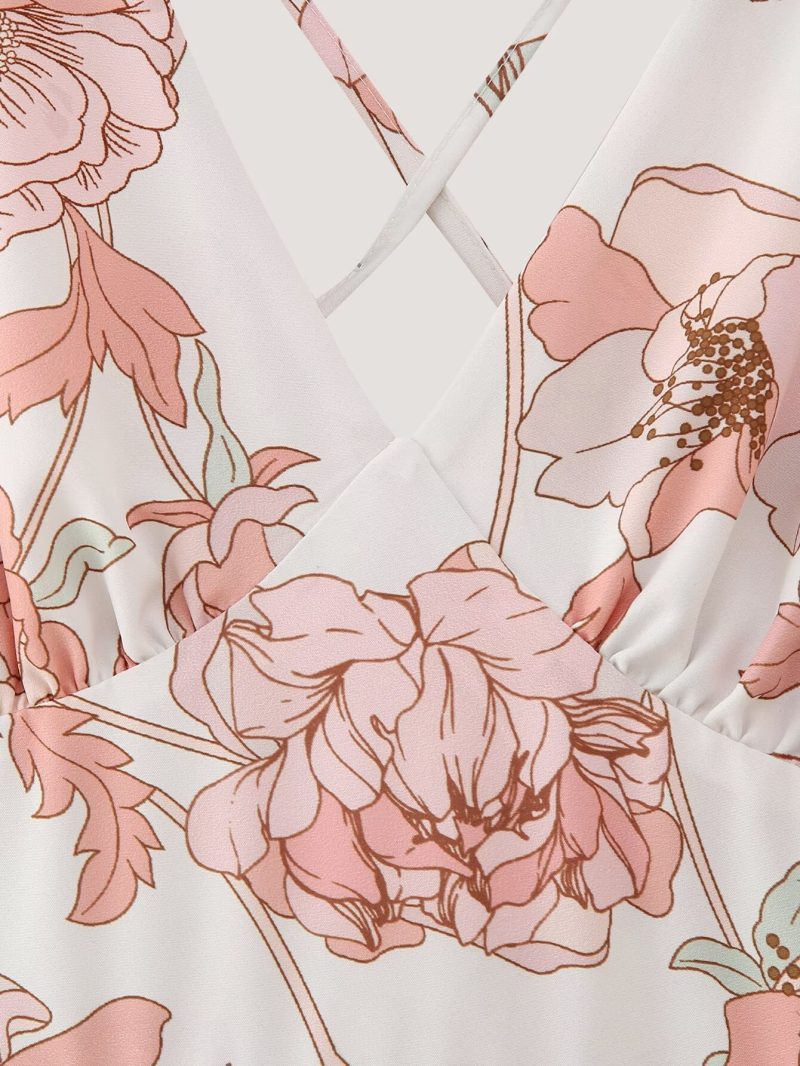 Printed Asymmetric Tiered Dress for Summer Women - Image 4
