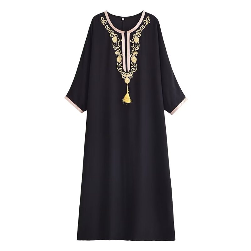 Summer Black Embroidery Batwing Sleeve Dress Women - Image 2