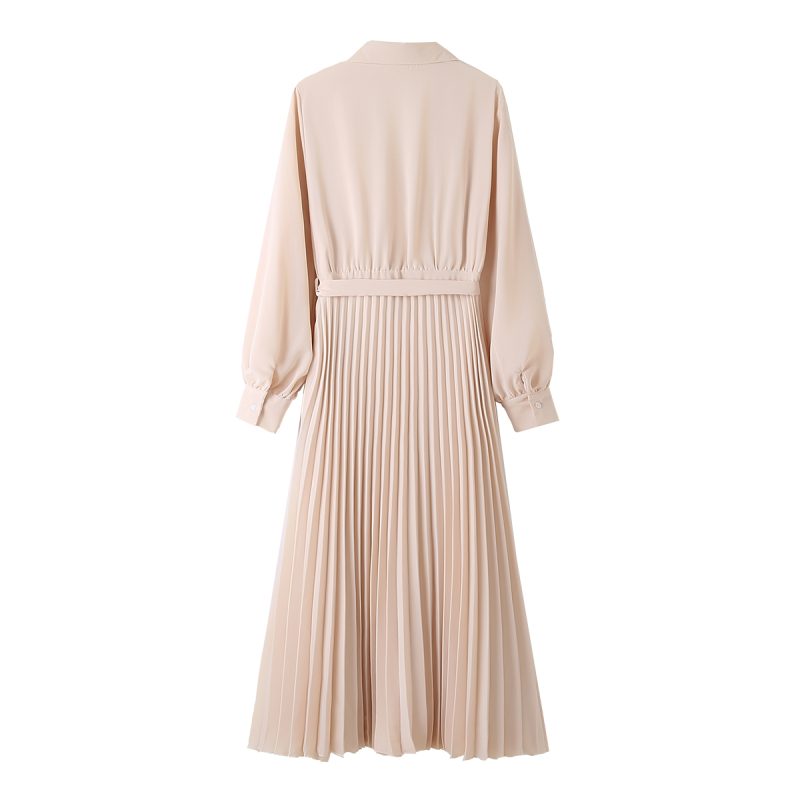 Collared Slim Dress with Compression Waist Design - Image 2