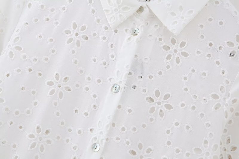 Embroidered Hollow Out Midi Dress for Women - Image 4