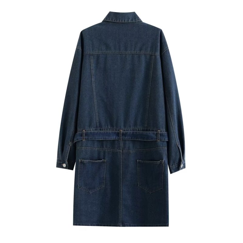 Elegant Belted Shirt Dress – French Denim Style - Image 2